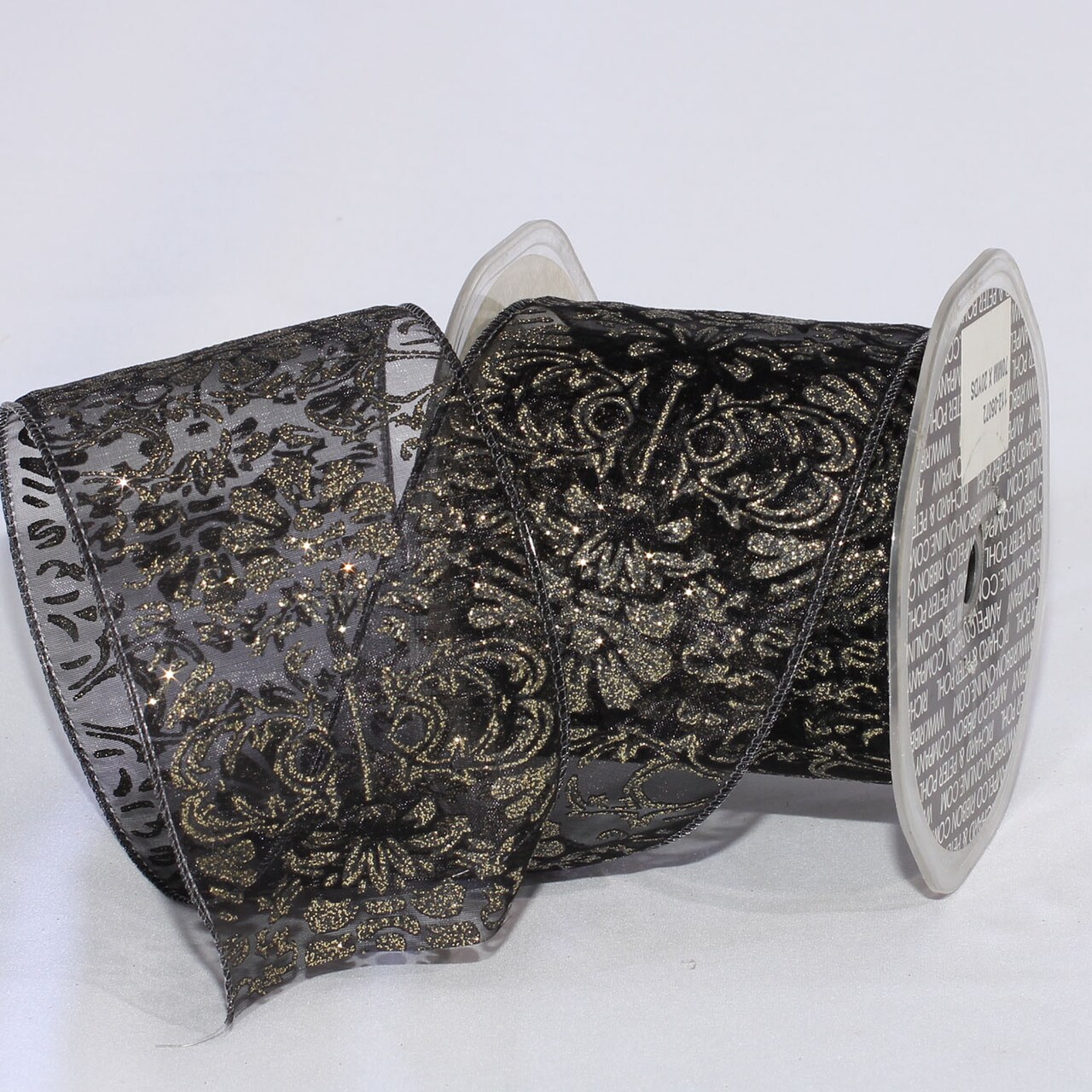 The Ribbon People Sheer Black and Gold Wired Craft Ribbon 2.75" x 20 Yards